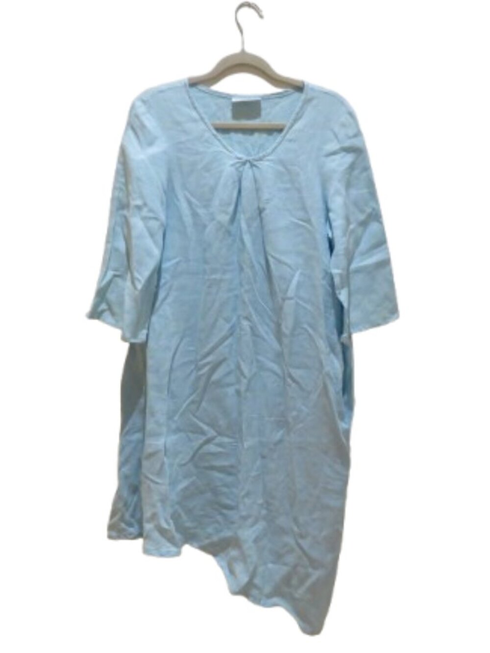 BRYN WALKER Naida 100% Linen Asymmetric Tunic Dress Powder Blue Small Lagenlook